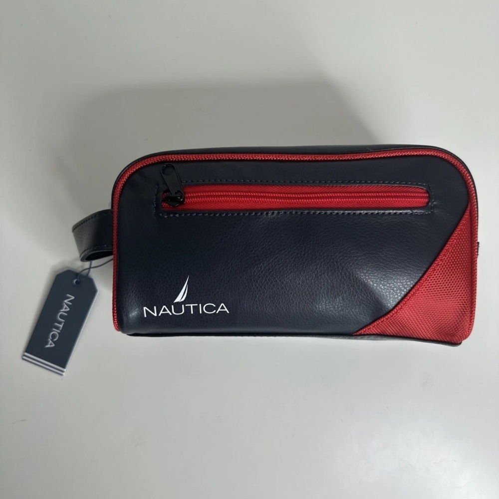 Nautica Men's Navy and Red Toiletry Bag